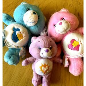 Lot 3 Vintage Care Bears Stuffed Animals Baby Diapers Plush Cousins Raccoon EUC